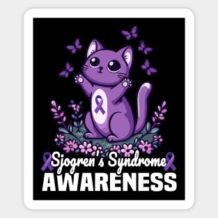 Sjogren's Syndrome Awareness Cat And Butterflies Sticker